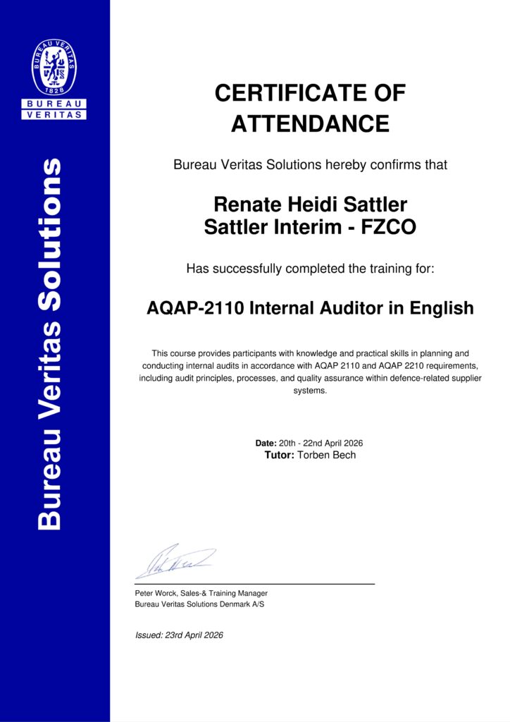 Renate H. Sattler - AQAQ 2110 Internal Auditor